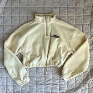 preppy cropped quarter zip fleece